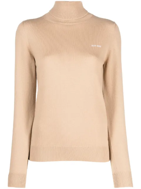 Miu Miu logo-intarsia cashmere jumper