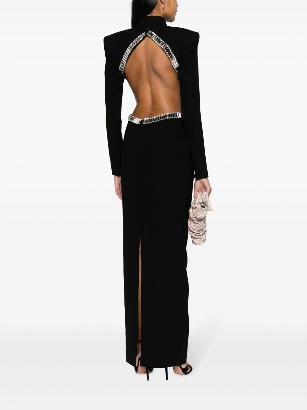 Image 2 of JEAN-LOUIS SABAJI crystal-trim cut-out crepe maxi dress