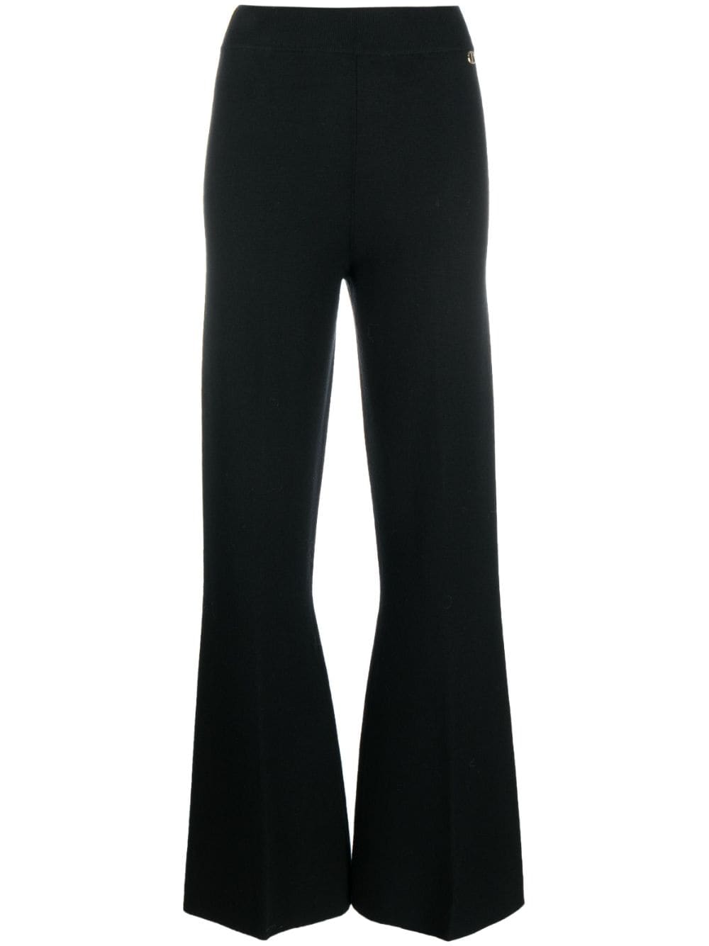 Twinset Flared Knitted Trousers In Black