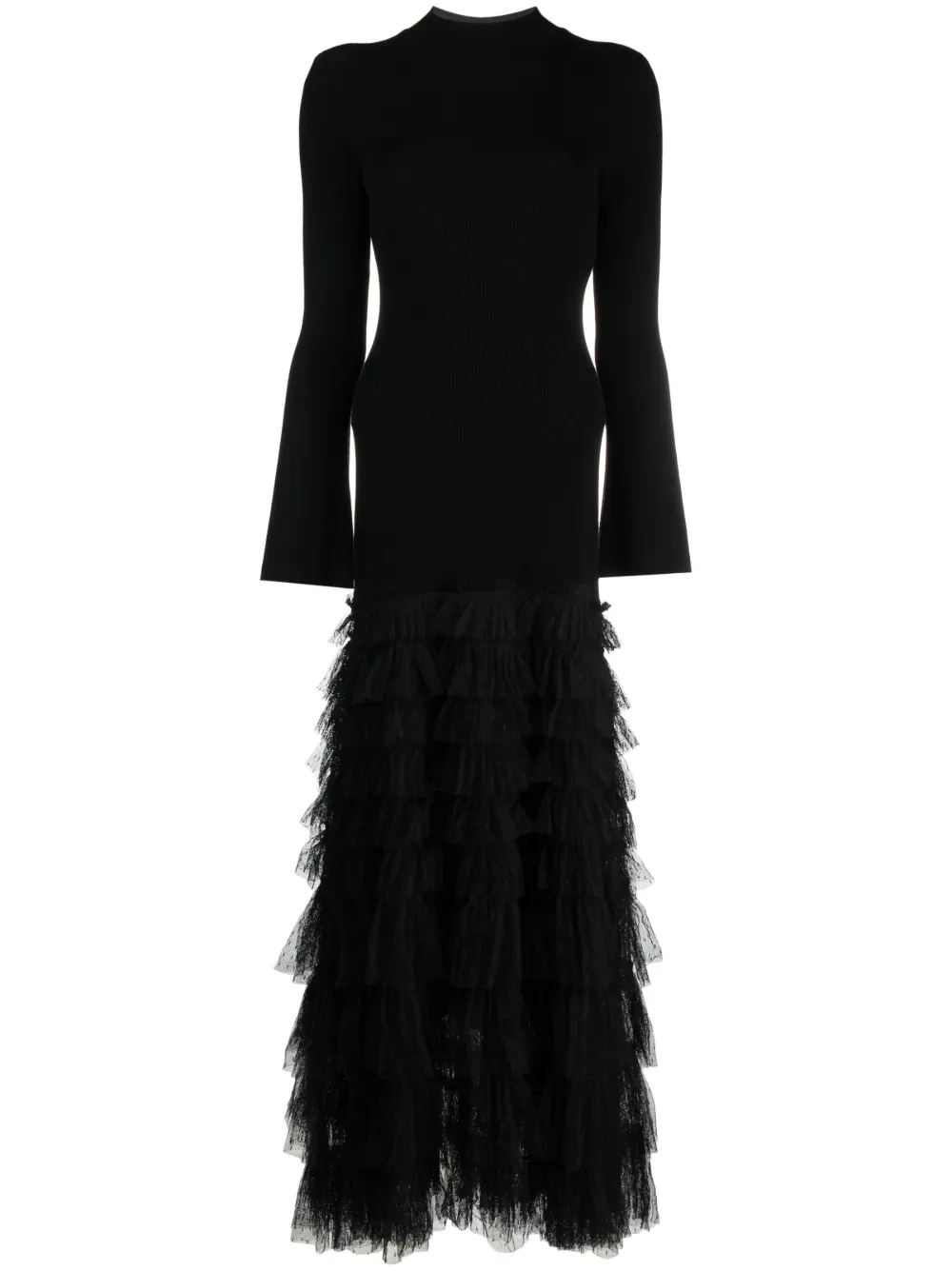 Twinset Tulle Maxi Dress In Black