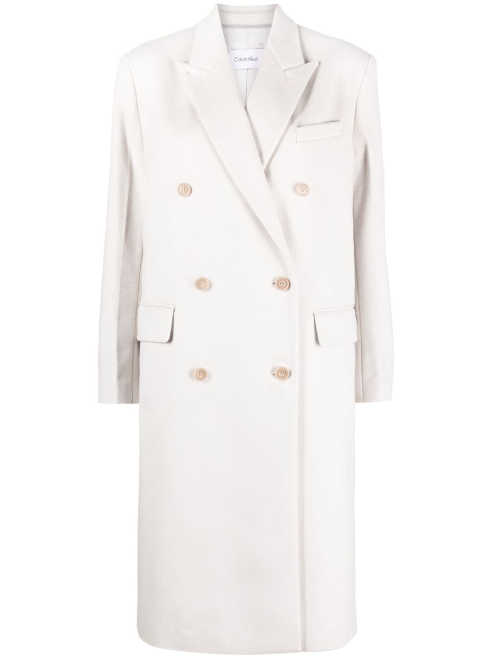 Shop Calvin Klein Double-breasted Wool-blend Coat In Neutrals