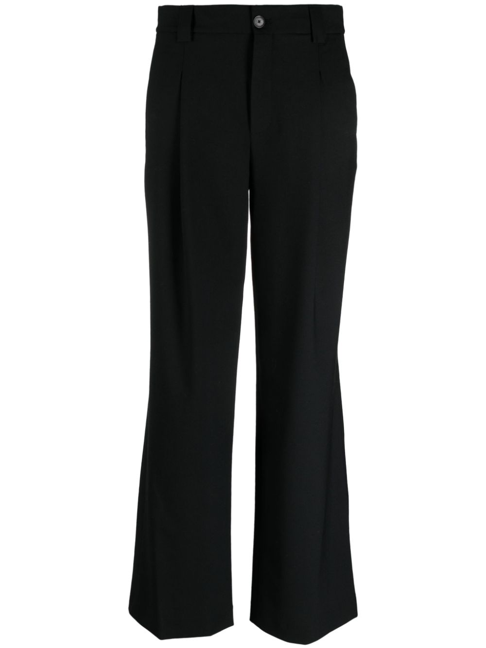 high-waisted flared trousers