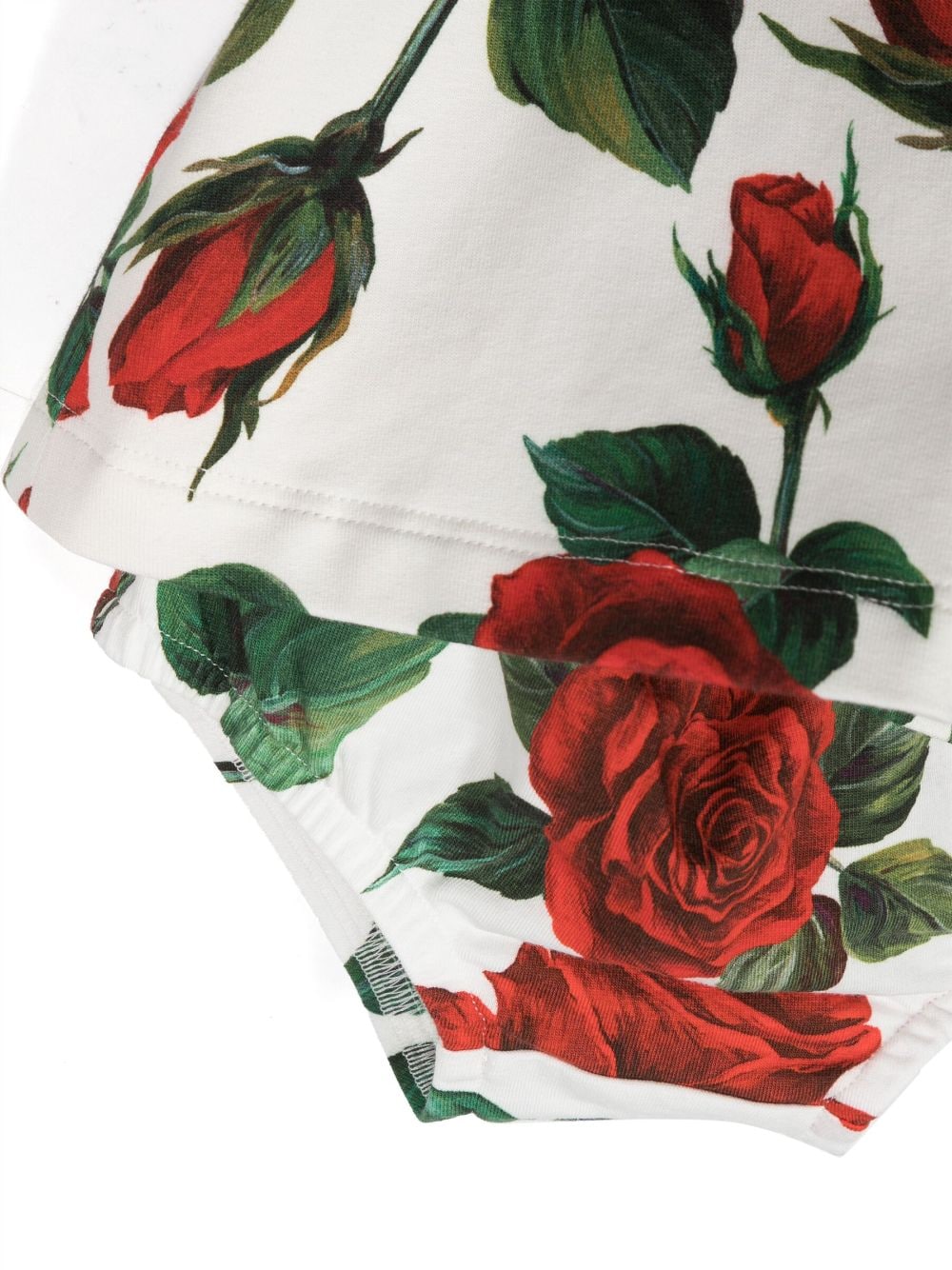 Shop Dolce & Gabbana Rose-print Long-sleeved Dress In White