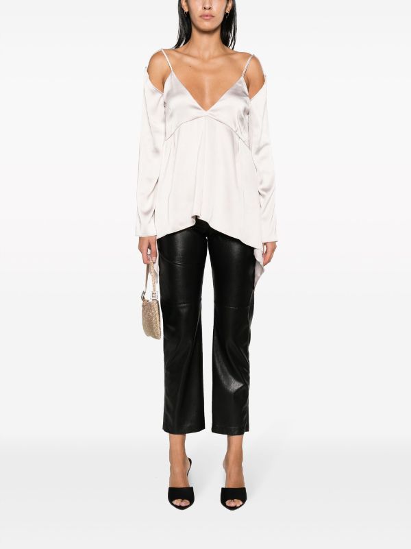 There Was One Draped cold-shoulder Satin Blouse - Farfetch