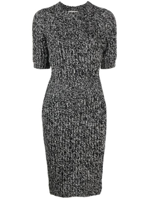 ribbed-knit wool midi dress