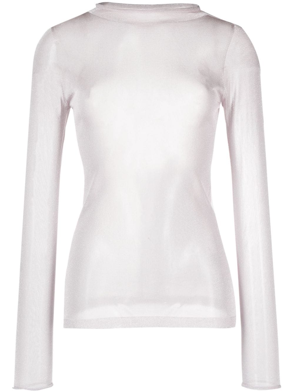 There Was One Sheer Lurex Long-sleeve Top In Pink