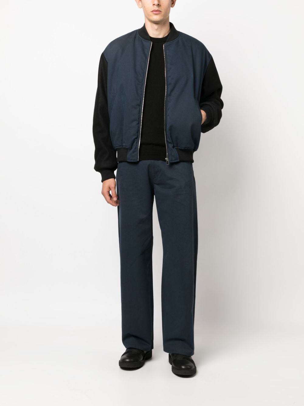 Shop There Was One Two-tone Panelled Bomber Jacket In Blue