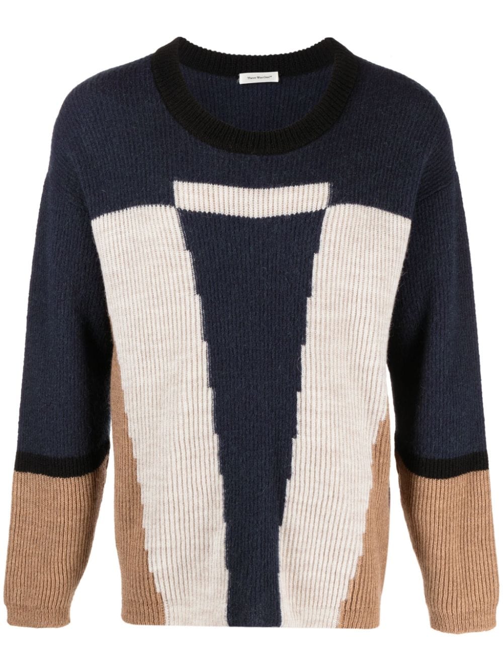 There Was One Colour-block Intarsia Jumper In Blue