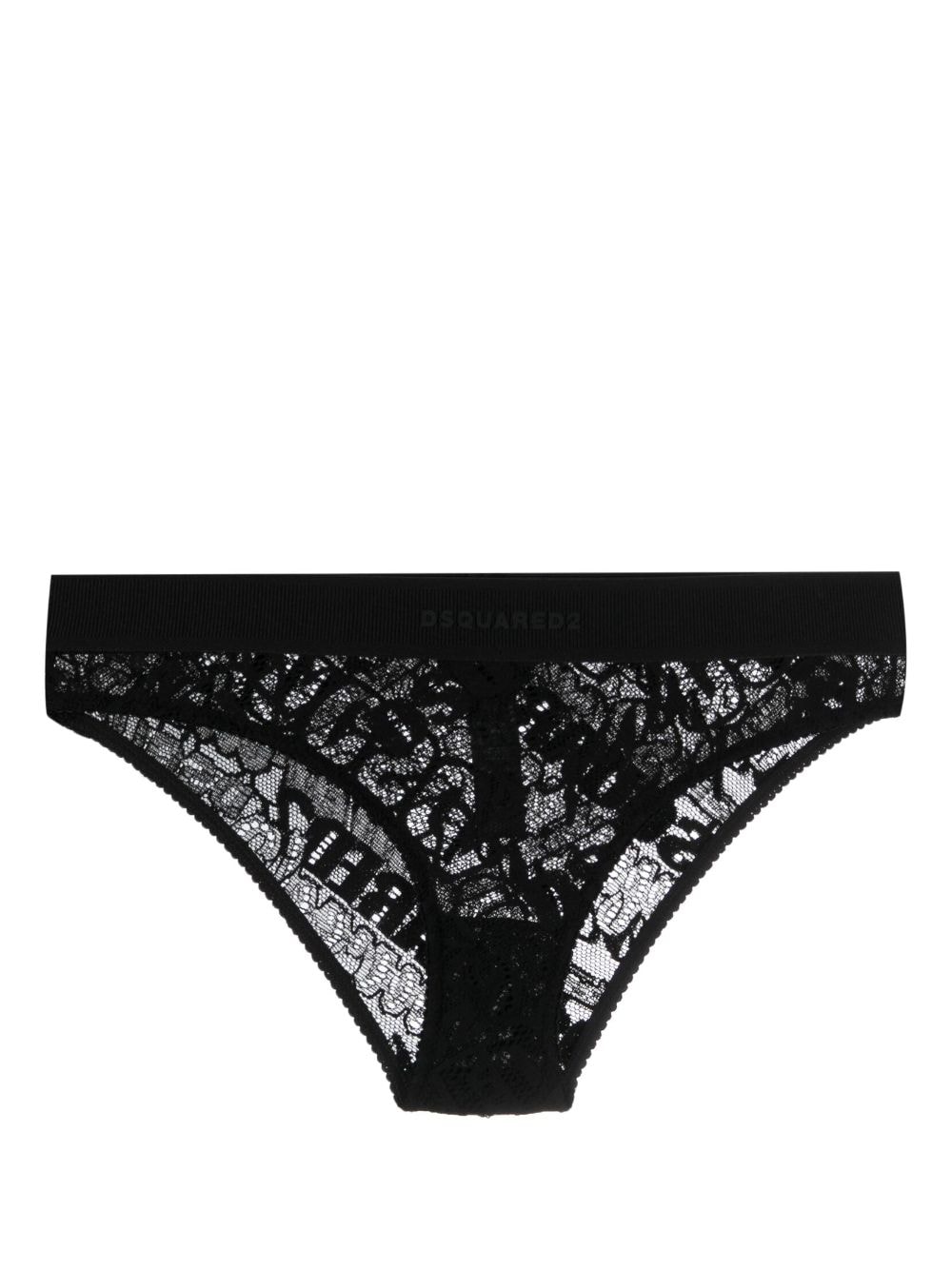 logo-embroidered lace briefs
