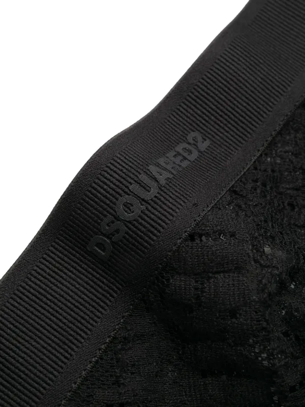 DSQUARED2 logo-embroidered Lace Briefs | Black | FARFETCH