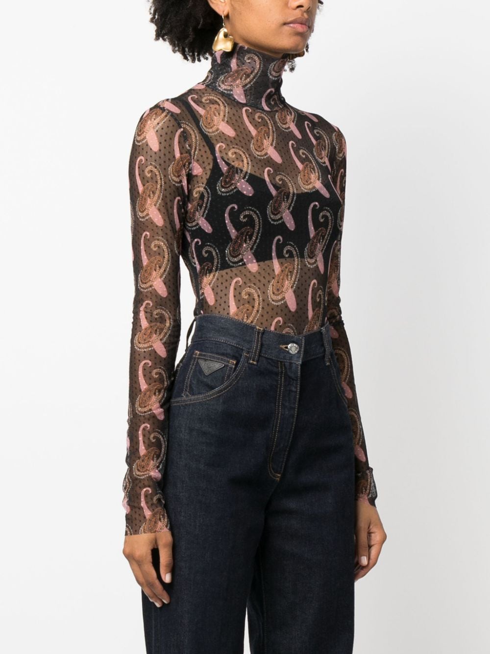 Shop Etro Paisley-print Bodysuit In Schwarz