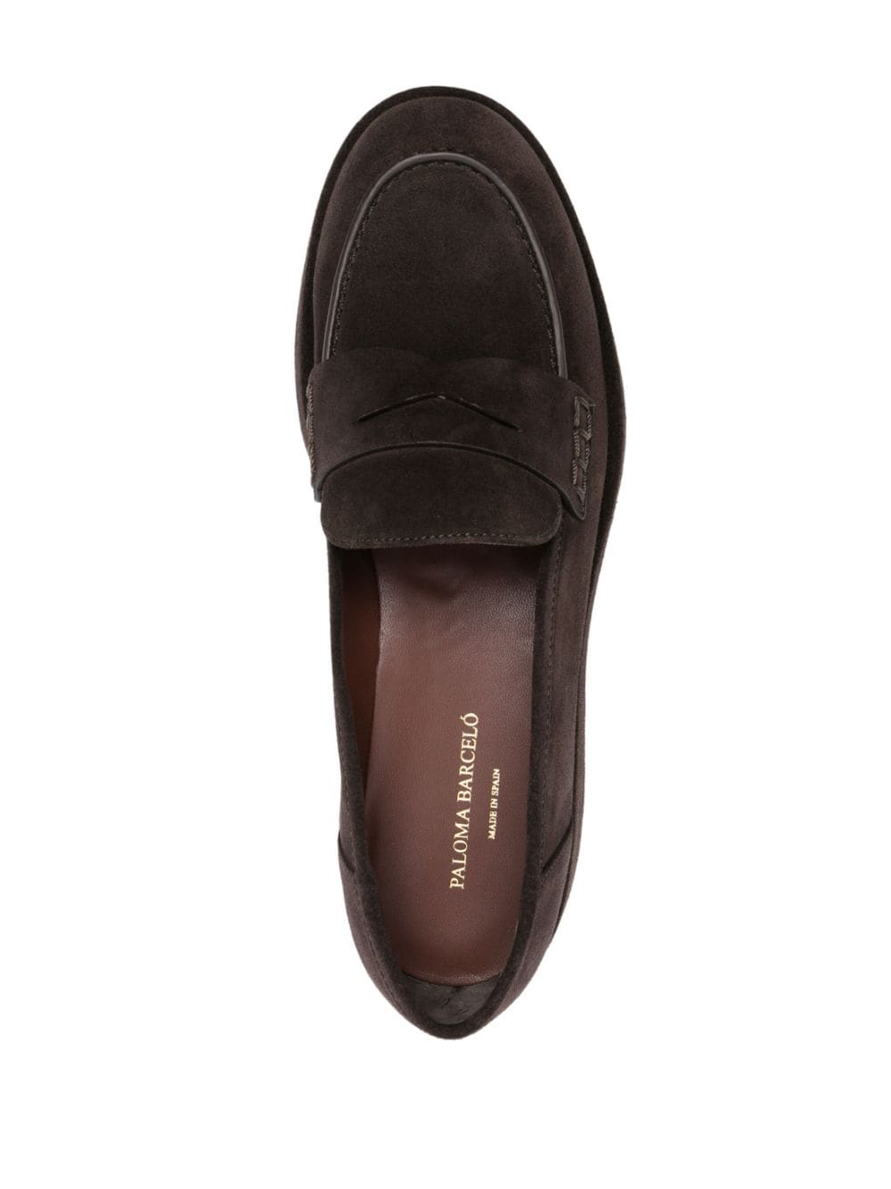 Shop Paloma Barceló Penny-slot Suede Loafers In Brown