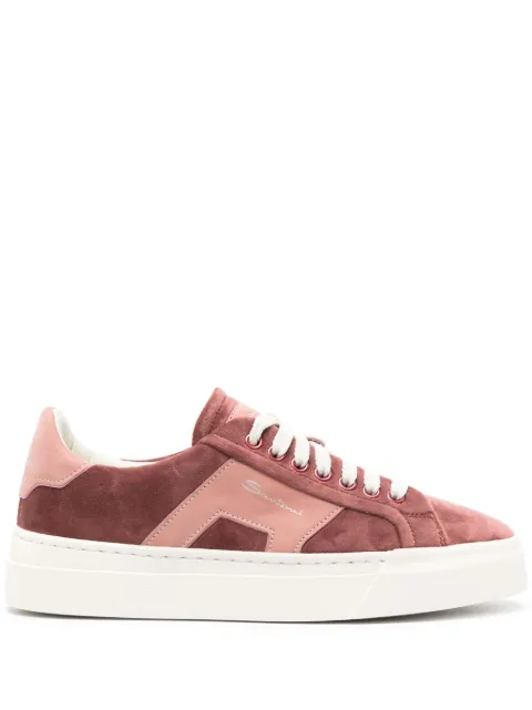Santoni logo-print suede sneakers