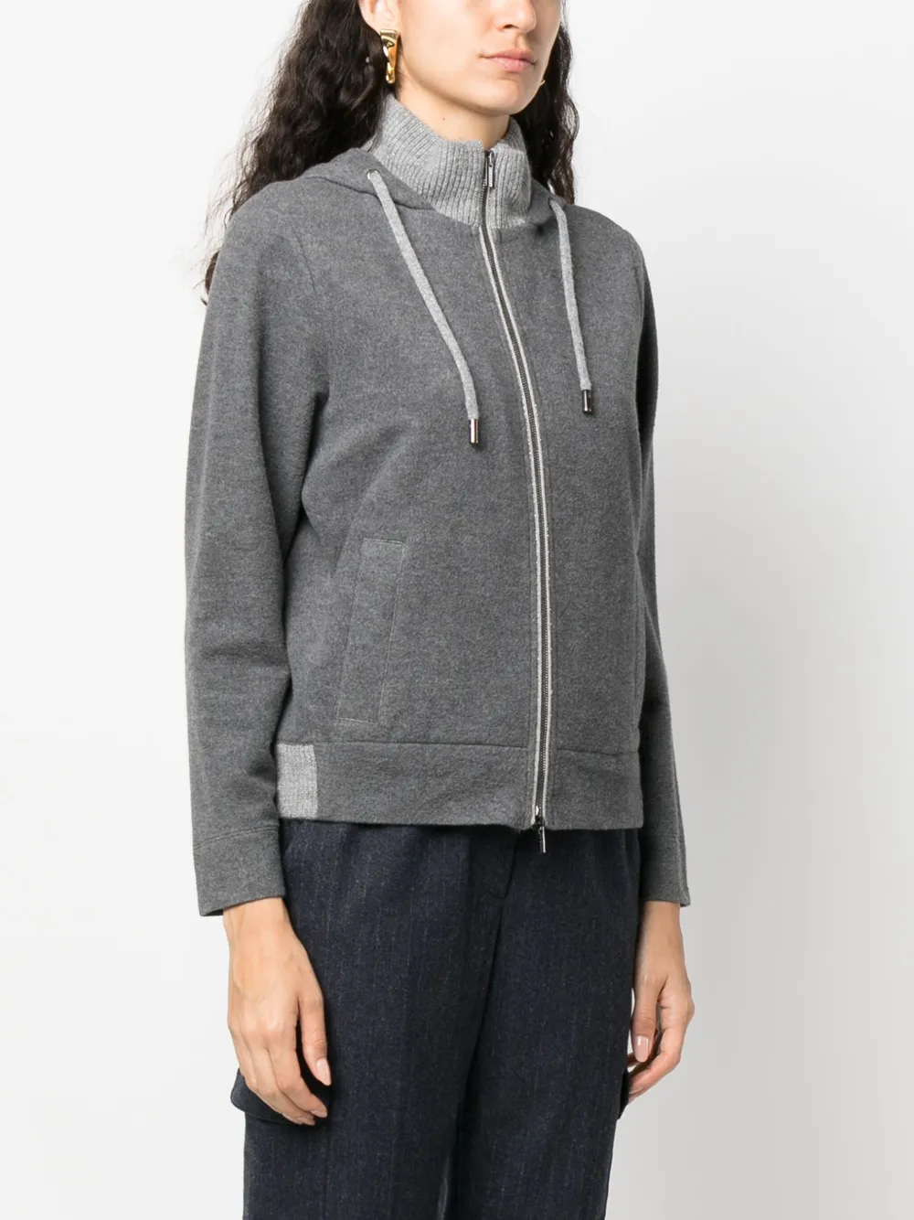  Peserico Mélange-effect Hooded Jacket - Grey 