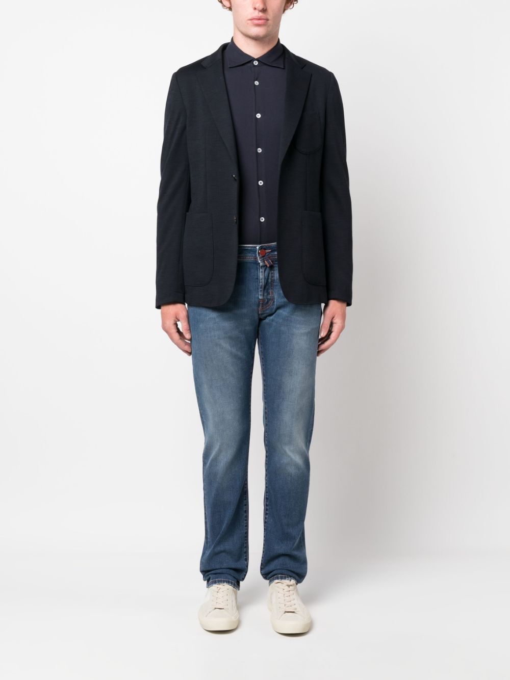 Fedeli spread-collar button-up shirt - Blauw
