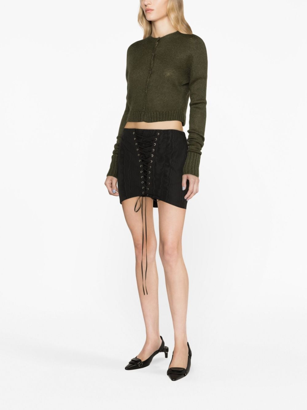 Shop Alessandra Rich Lace-up Mini Skirt In Black