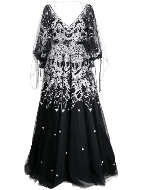 Saiid Kobeisy patterned-lace flared tulle gown