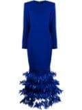 JEAN-LOUIS SABAJI long-sleeve feather-detail maxi dress - Blue