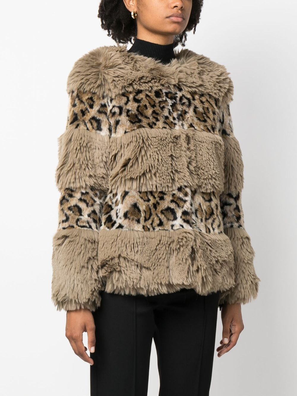 Shop Twinset Animal-print Faux-fur Jacket In Neutrals