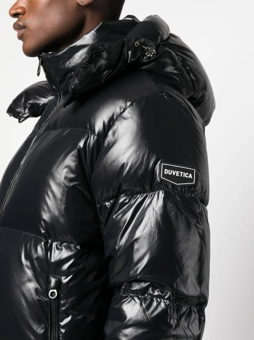 Duvetica Donsjack met logopatch Zwart