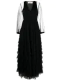 TWINSET semi-sheer sleeves tiered gown - Black
