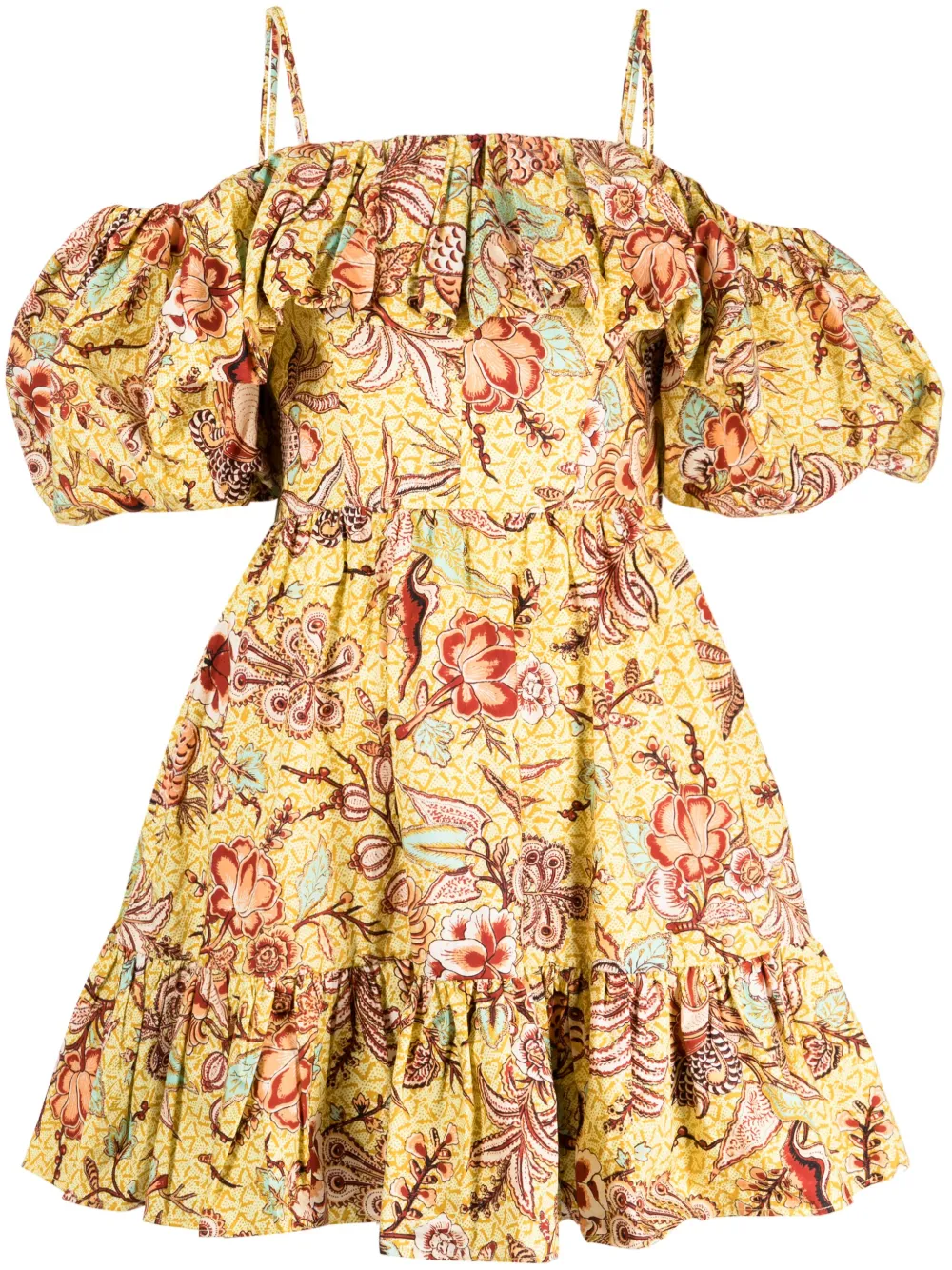 ulla johnson robe courte en coton lila à fleurs - multicolore