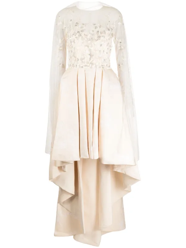 Saiid Kobeisy High-Low Brocade Maxi Dress - Neutrals