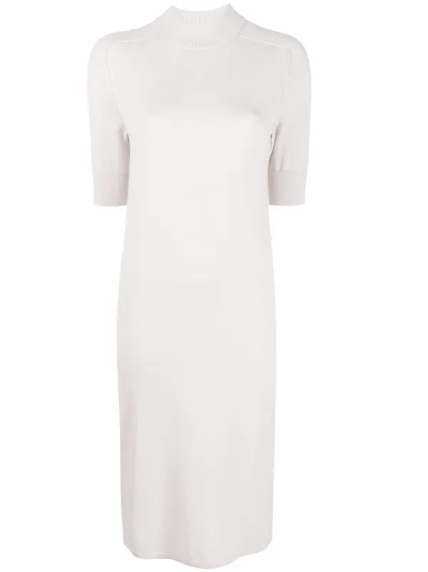 Calvin Klein Ribbed-knit Wool Midi Dress - Grey