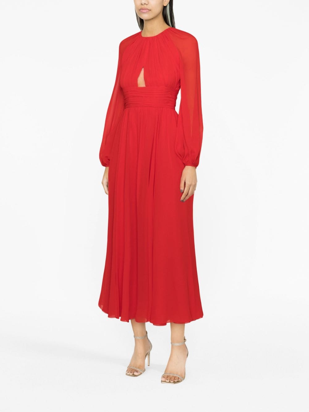 Giambattista Valli Chiffon midi-jurk - Rood