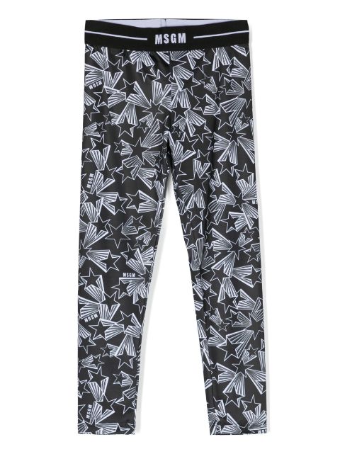 MSGM Kids star-print elasticated-waist leggings 