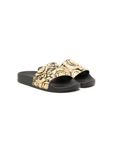 Versace Kids baroque-pattern slip-on slippers