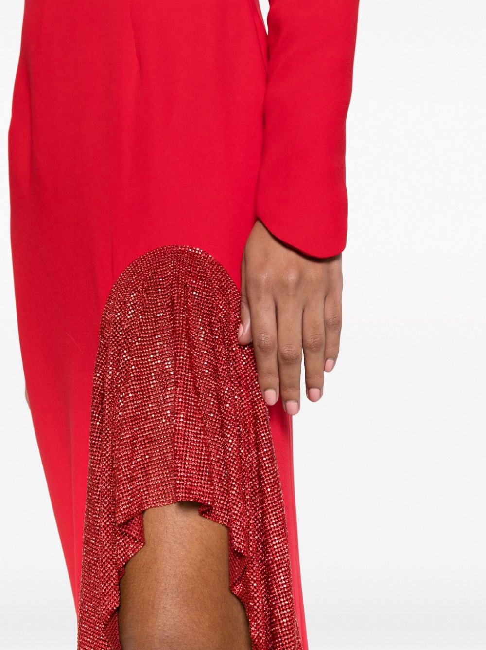 Shop Jean Louis Sabaji One-shoulder Side-slit Maxi Dress In Red