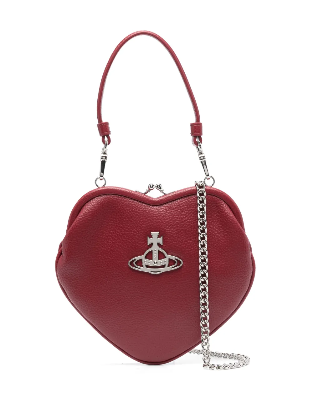 Vivienne Westwood Johanna Red Metallic Vegan Heart Cross-body Bag