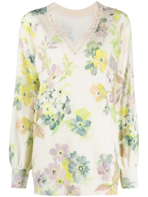 TWINSET floral-print V-neck jumper
