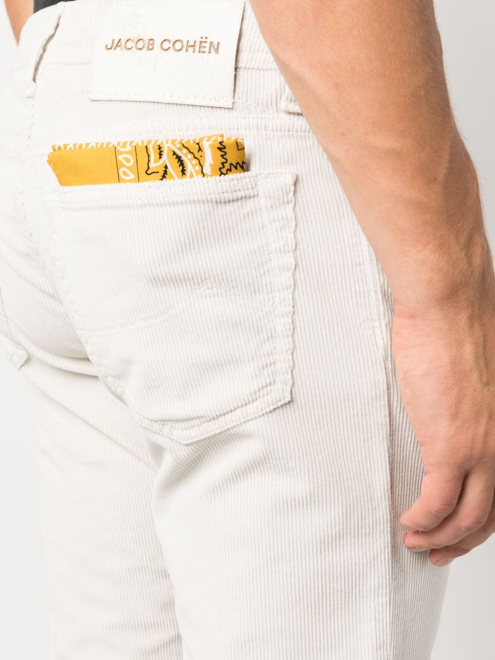 Shop Jacob Cohen Low-rise Slim-cut Corduroy Trousers In White