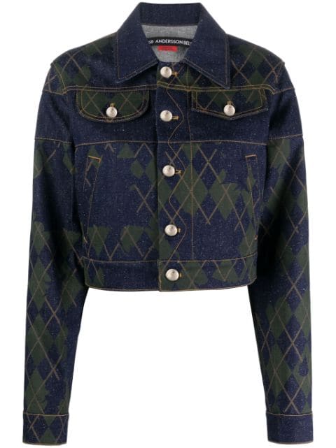 Andersson Bell argyle-pattern cotton denim jacket 