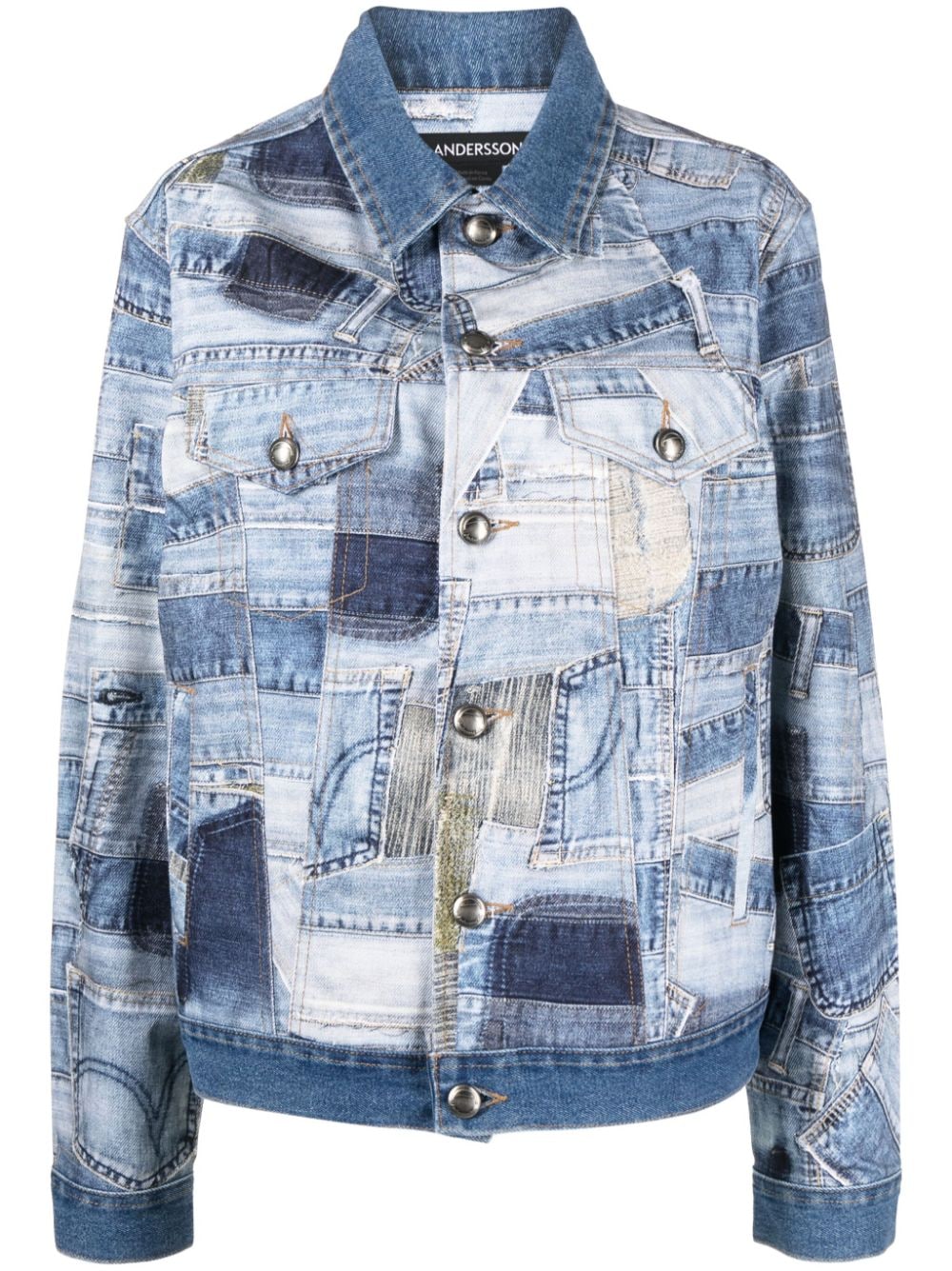 Image 1 of Andersson Bell patchwork button-up denim jacket