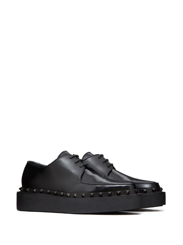 Valentino Garavani M-Way Rockstud Leather Derby Shoes - Farfetch