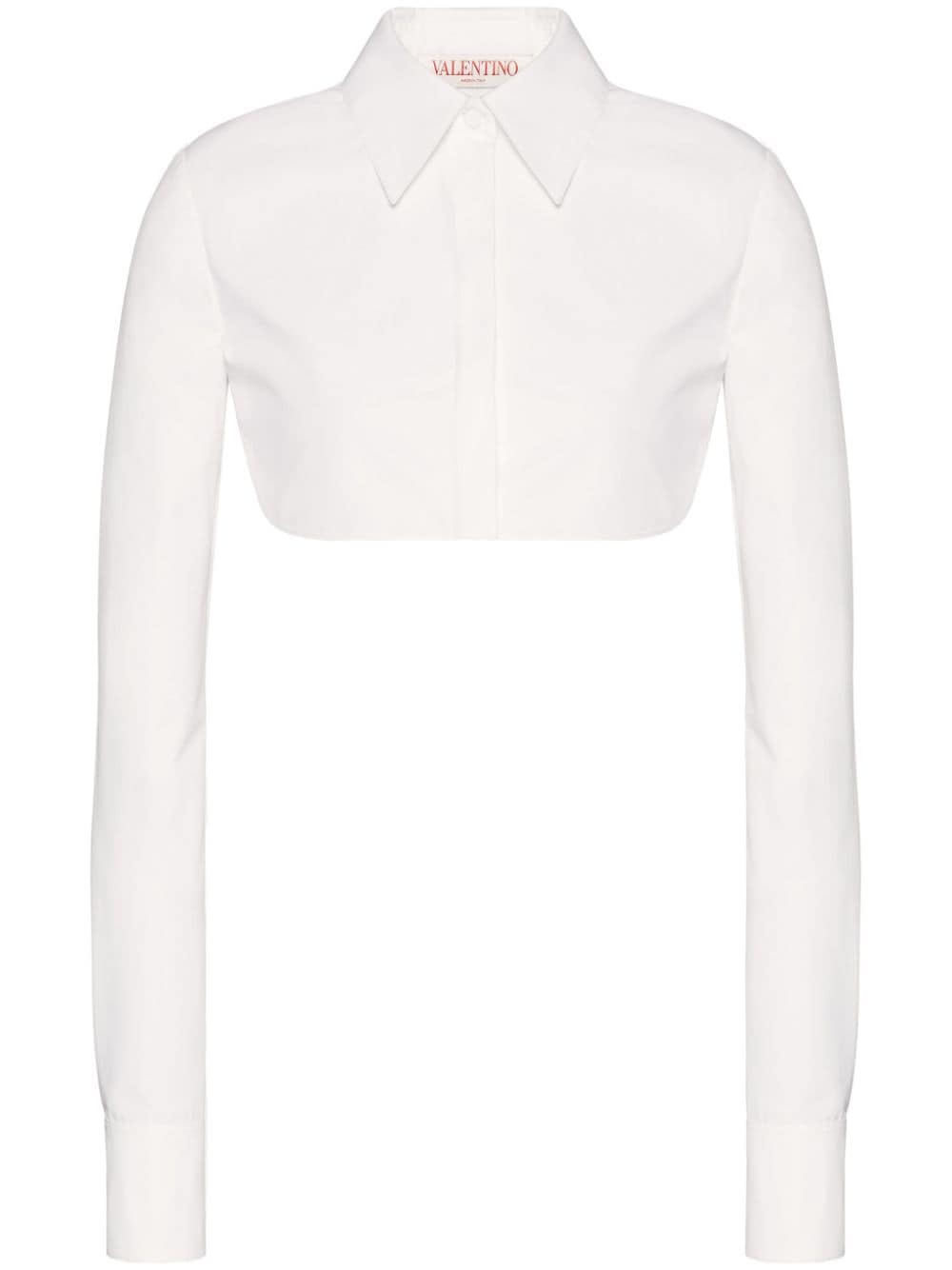 Shop Valentino Compact Popeline Cotton Shirt In White