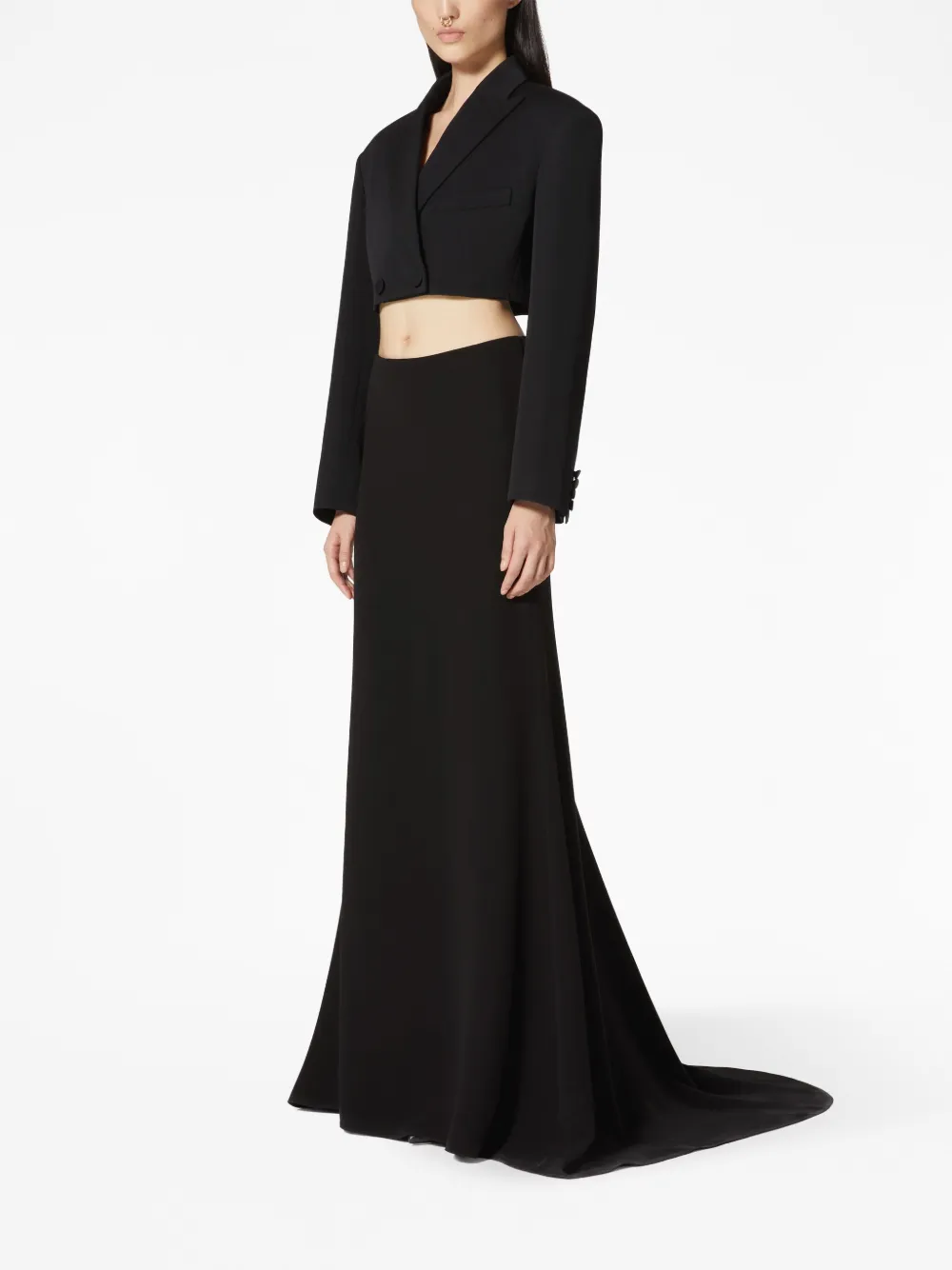 Shop Valentino Cady Couture Silk Maxi Skirt In Black