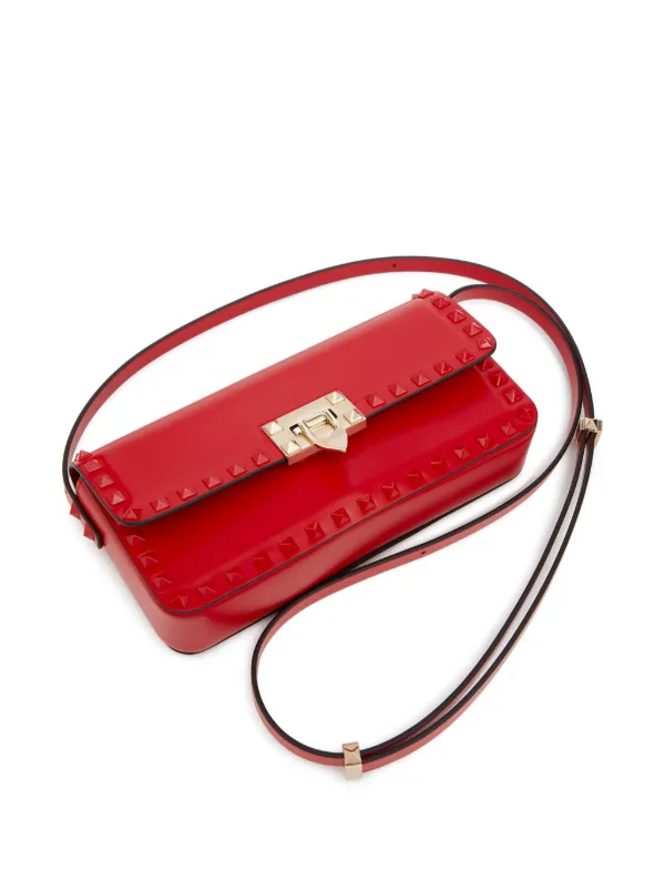 Valentino Garavani Rockstud23 E/W Leather Shoulder Bag | Red Valentino Garavani Rockstud23 E/W Leather Shoulder Bag | Red