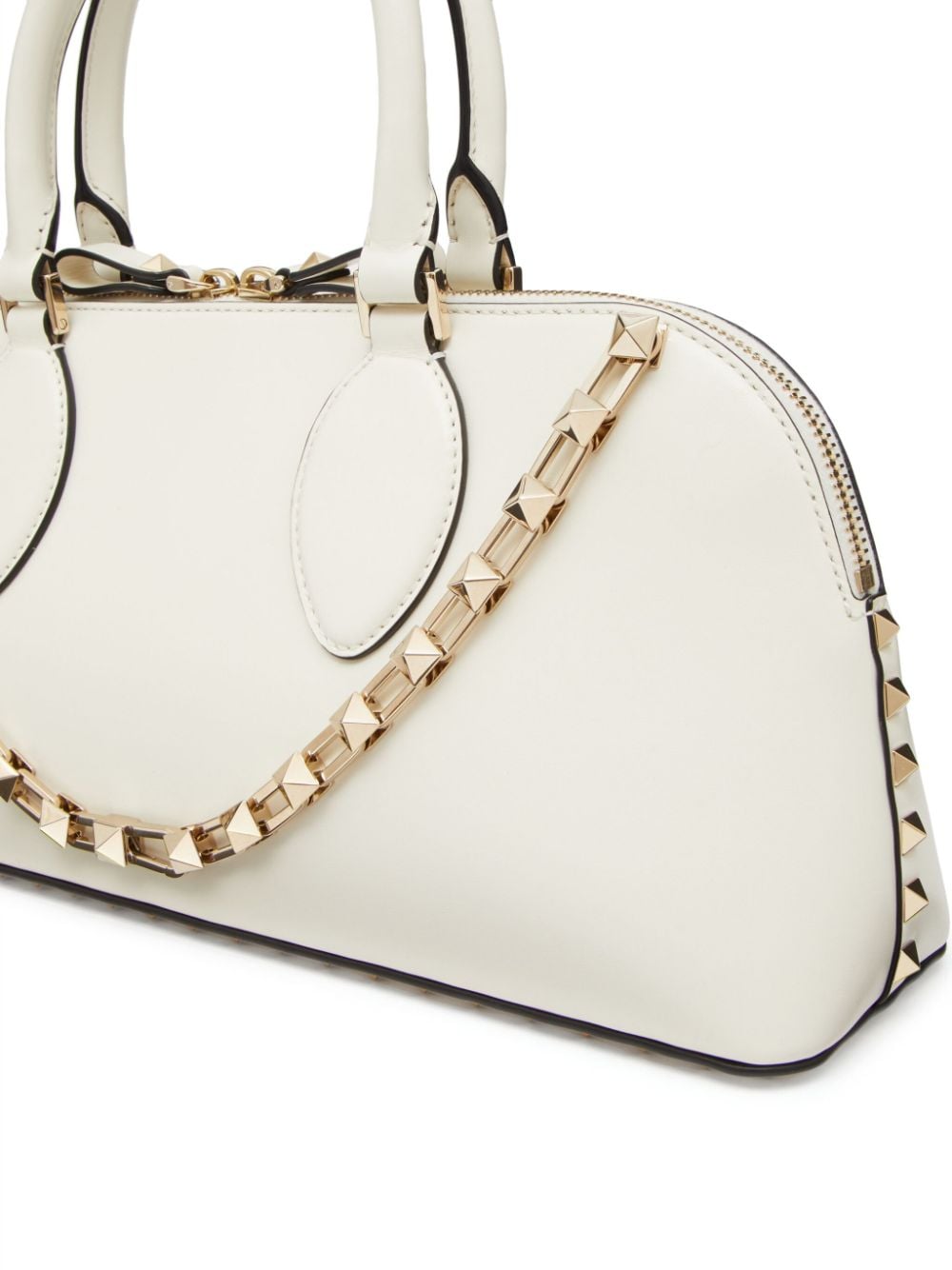 Shop Valentino Rockstud Leather Handbag In White