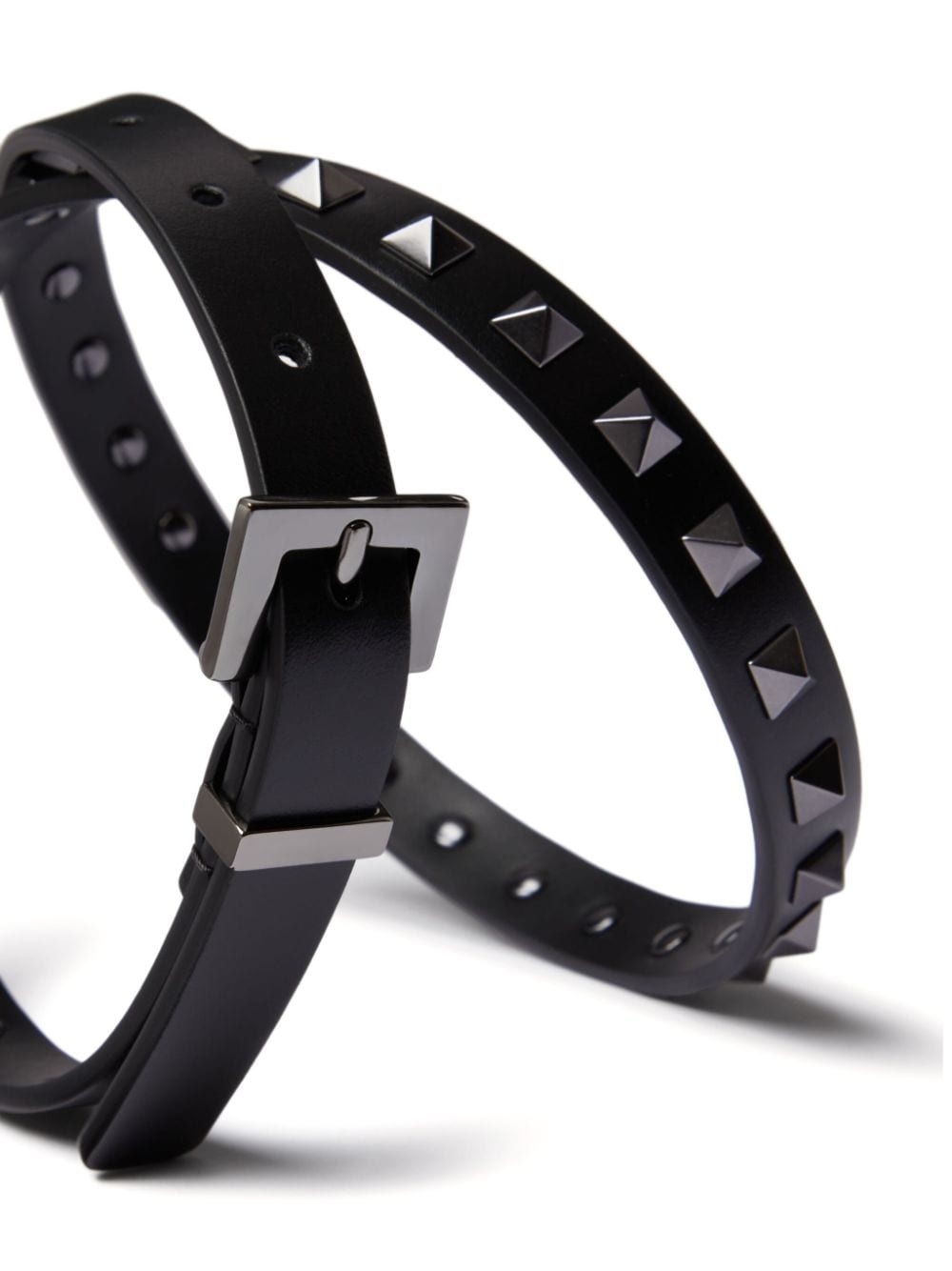 Shop Valentino Rockstud Leather Belt In Black