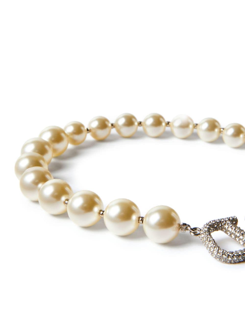 Shop Valentino Vlogo Signature Pearl Necklace In White