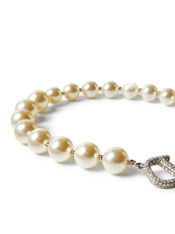 Valentino Garavani Vlogo Signature Pearl Necklace - White