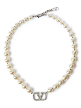 Valentino Garavani VLogo Signature Pearl Necklace | White