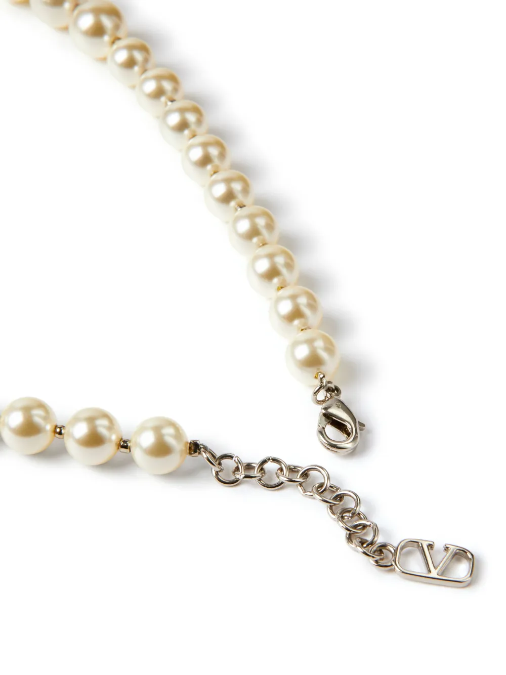 Shop Valentino Vlogo Signature Pearl Necklace In White