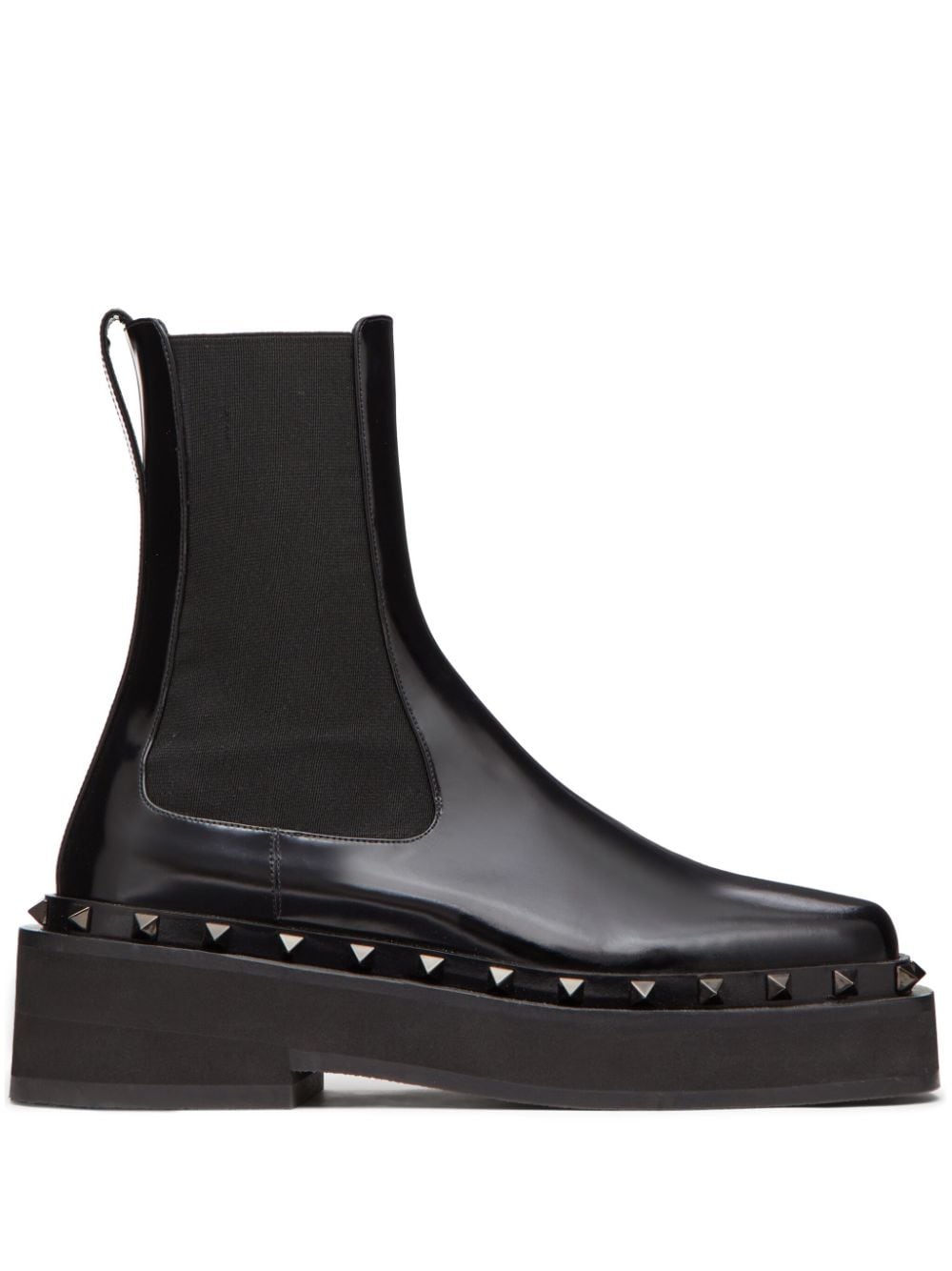 Shop Valentino M-way Rockstud Beatle 50mm Leather Boots In Black