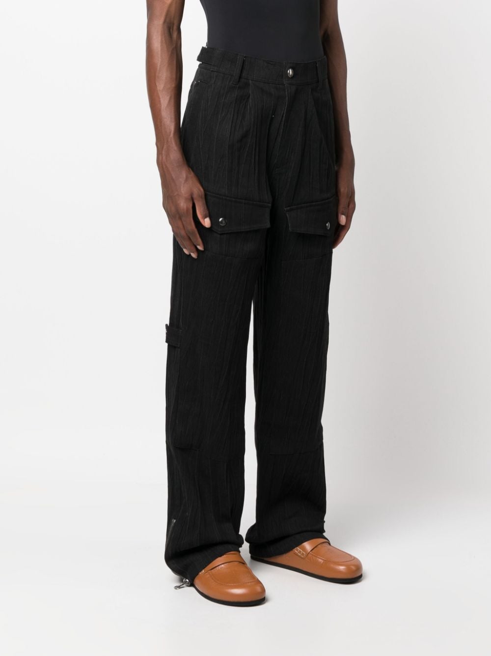 Shop Andersson Bell Crinkled-effect Straight-leg Jeans In Schwarz