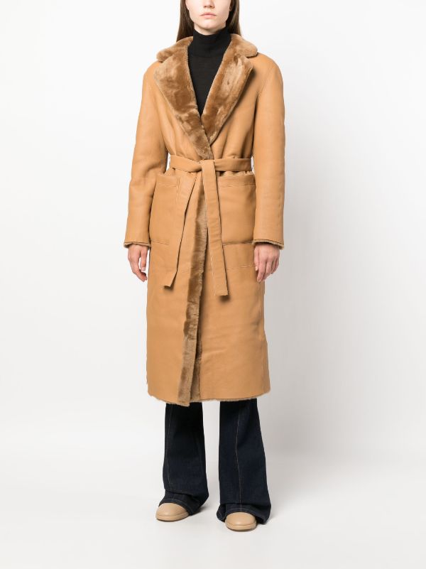 Belted shearling clearance coat